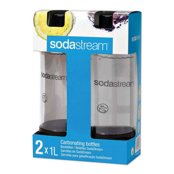 SodaStream® Carbonating Bottle Twin Pack, Plastic, 33 Oz, Clear-black freeshipping - TVN Wholesale
